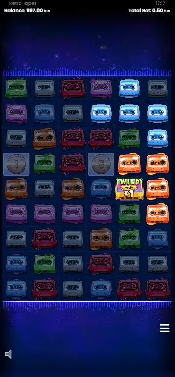 Magnet symbol pulling matching-colored cassettes together to form a cluster win