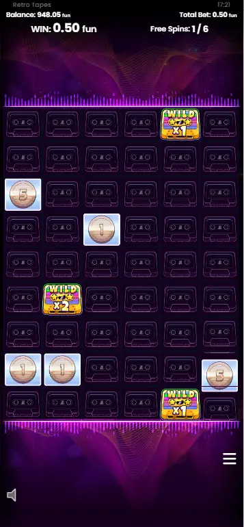 Top Charts feature bonus round with locked Wild Tape and Instant Prize symbols on the grid